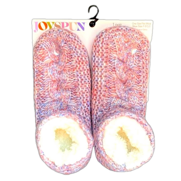 Joyspun Shoes - Womens Joyspun Pink Knit Slipper Socks - Size 7 - 9.5 - NWT